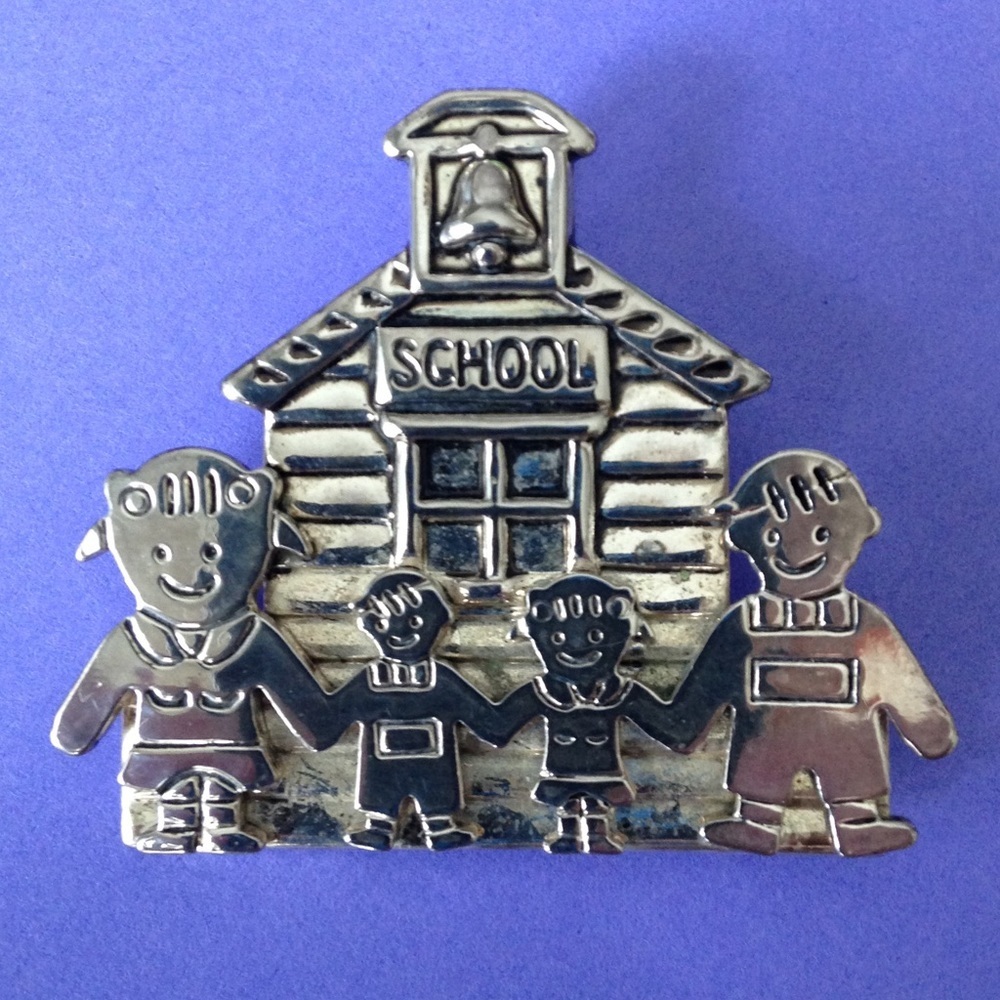 BEST Teacher School Silver Pin Pendant